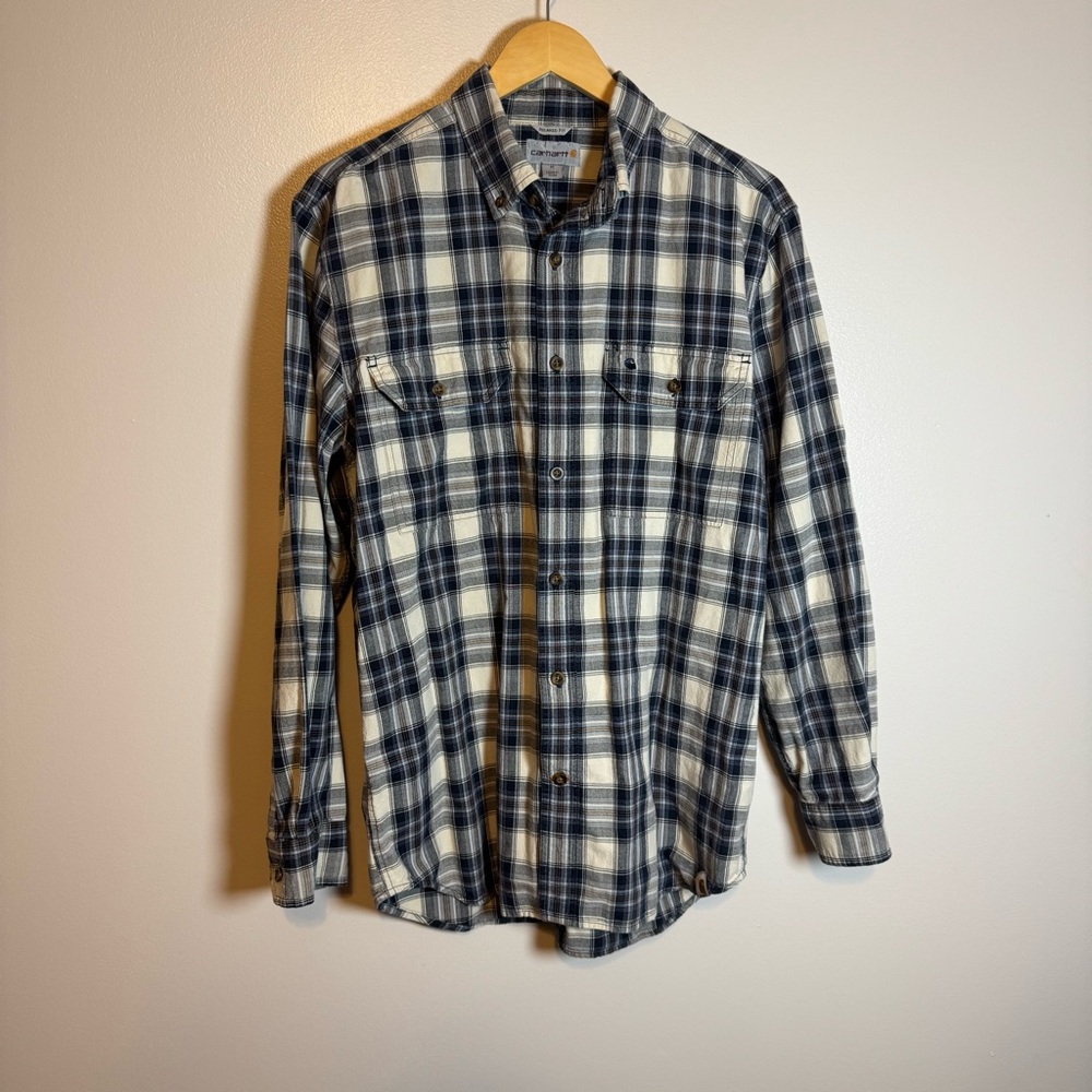 Carhartt Medium Relaxed Fit Rugged Plaid Long Sleeve Button Down
